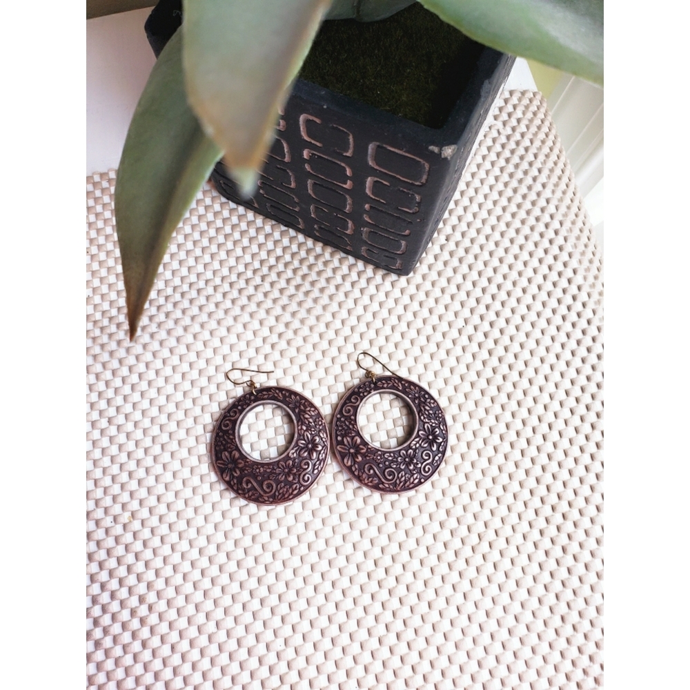 Brown boho style hoop earrings